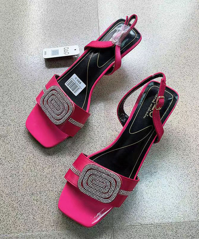 European and American Rose Zircon Open Toe High Heels Sandals