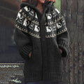 Comstylish Vintage Cat Art Pattern Cozy Cardigan Sweater
