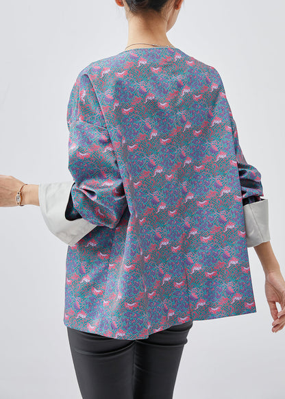 Blue Print Chinese Button Silk Jackets Spring