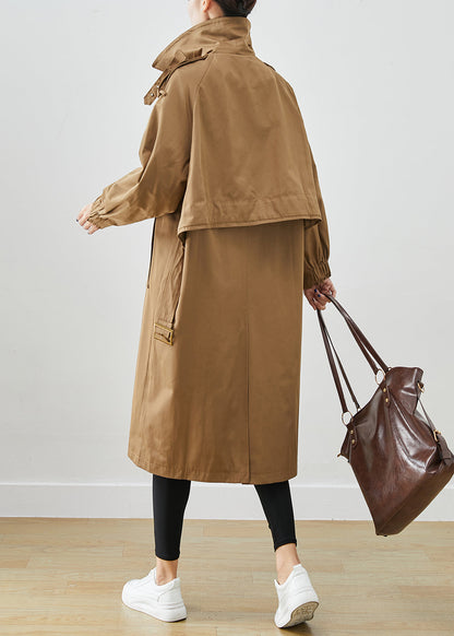 Chocolate Oversized Pockets Cotton Coat Outwear Fall