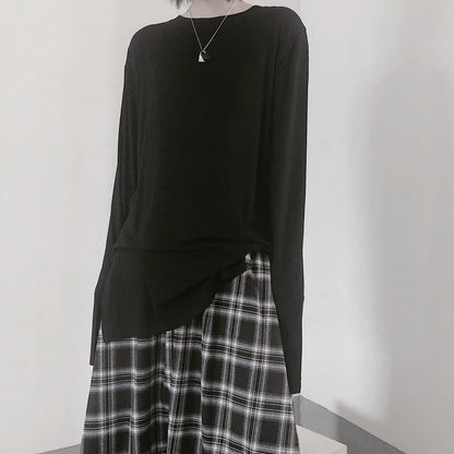 Organic O Neck Side Open Clothes for Design Black Tops