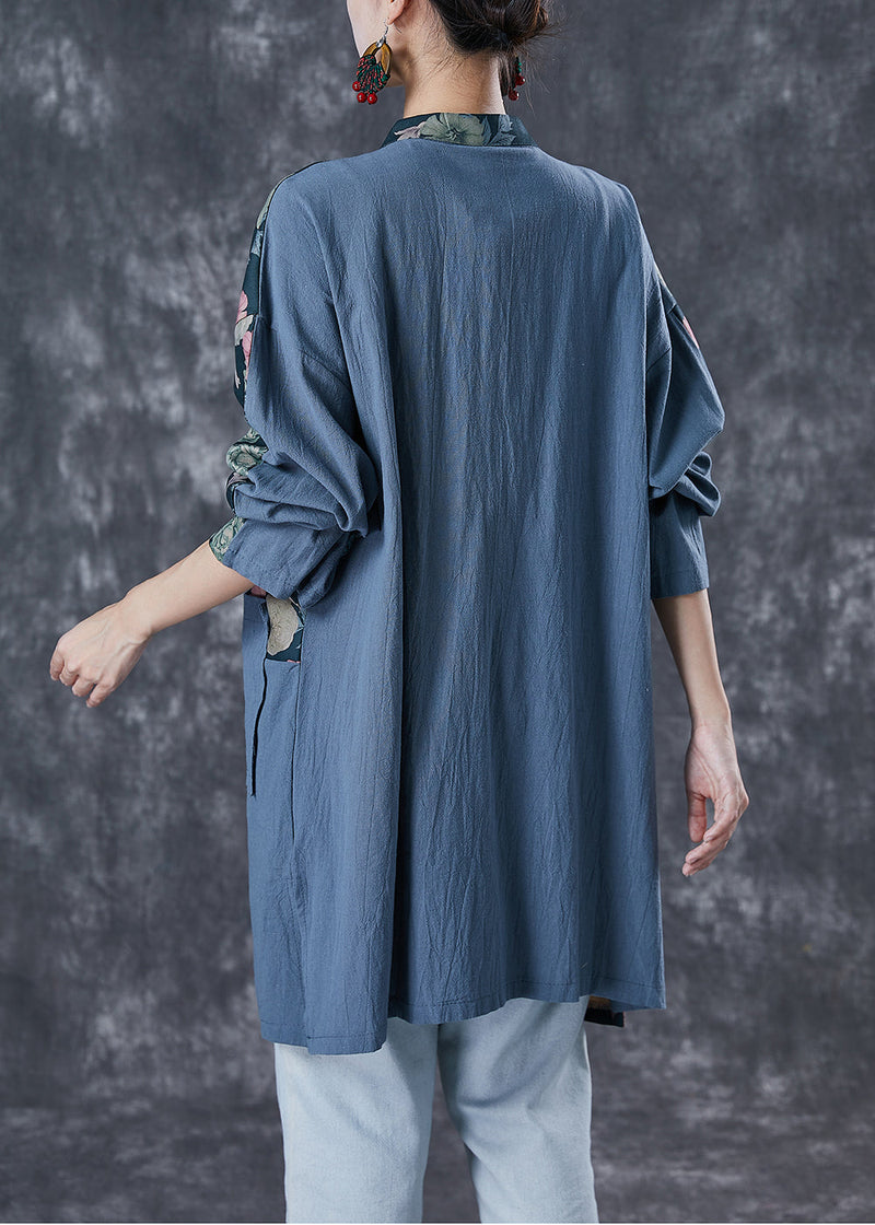 Embroideried Patchwork Print Linen Coat Outwear Fall