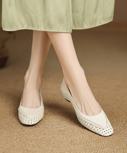 Blue Chunky Sheepskin Comfortable Splicing Pointed Toe