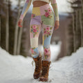 Women's Vintage Floral Patchwork Art Cozy Knit Leggings artswardrobe