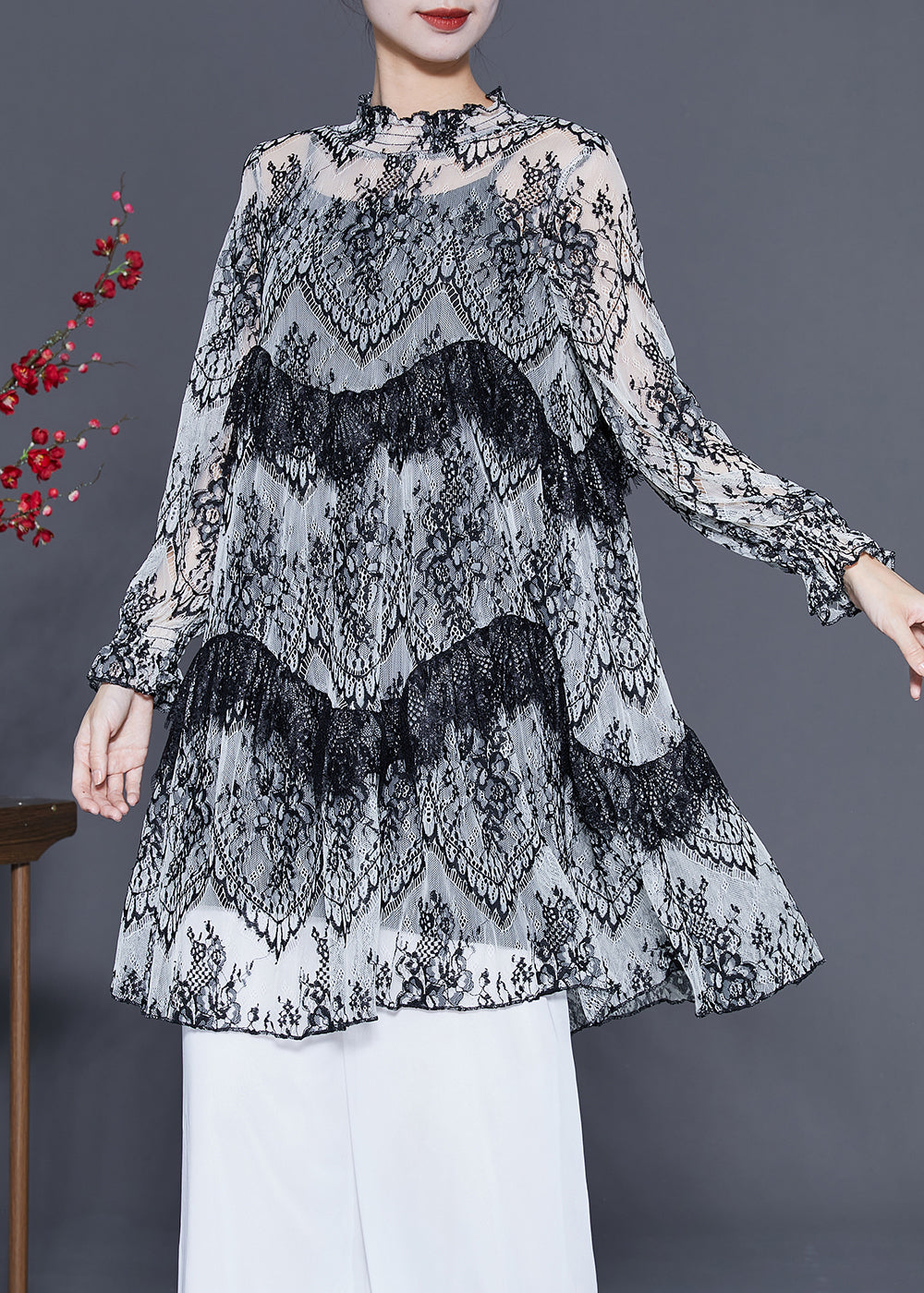 Organic White Embroideried Patchwork Lace a Line Dress Summer