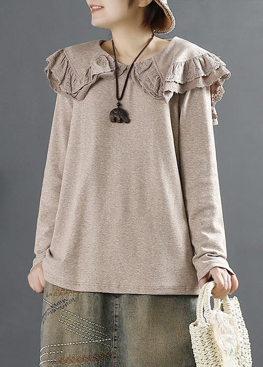 French Peter Pan Collar Blouses for Design Chocolate Shirts