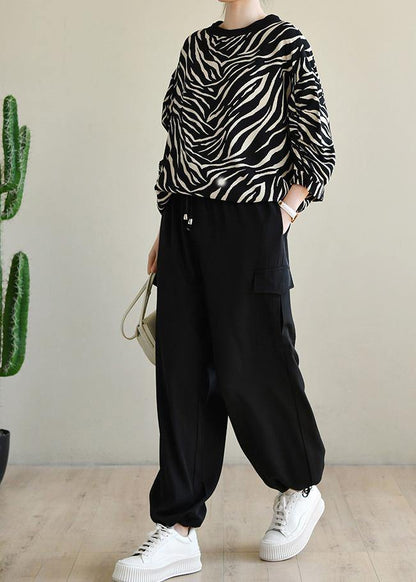 Black Pockets Chiffon Pants