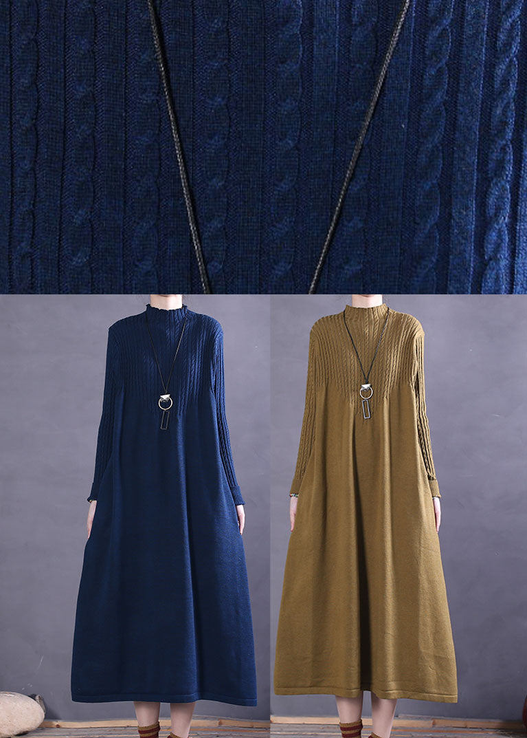 Yellow Turtle Neck Loose Knit Dress Spring