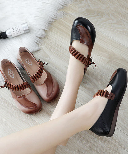 Comfy Black Buckle Strap Flat Feet Shoes Splicing Flat Shoes for