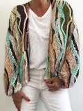Women's Irregular Striped Knit Sweater Cardigan elevenforest