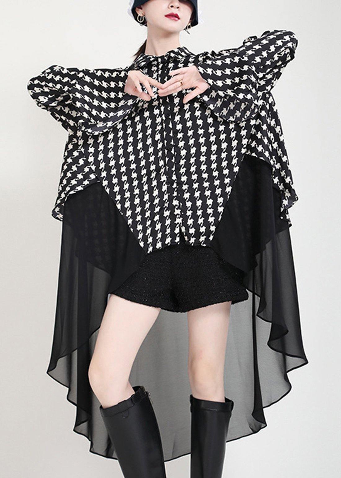 Black Print Flare Sleeve Chiffon Jacket Summer
