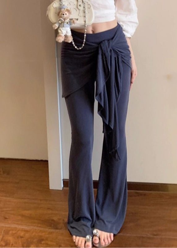 Blue Butt Scrunch Fake Two Pieces Flare Leggings