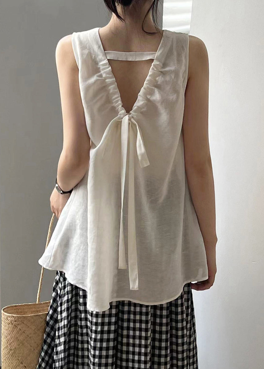 White Cozy Cotton Top O Neck Summer