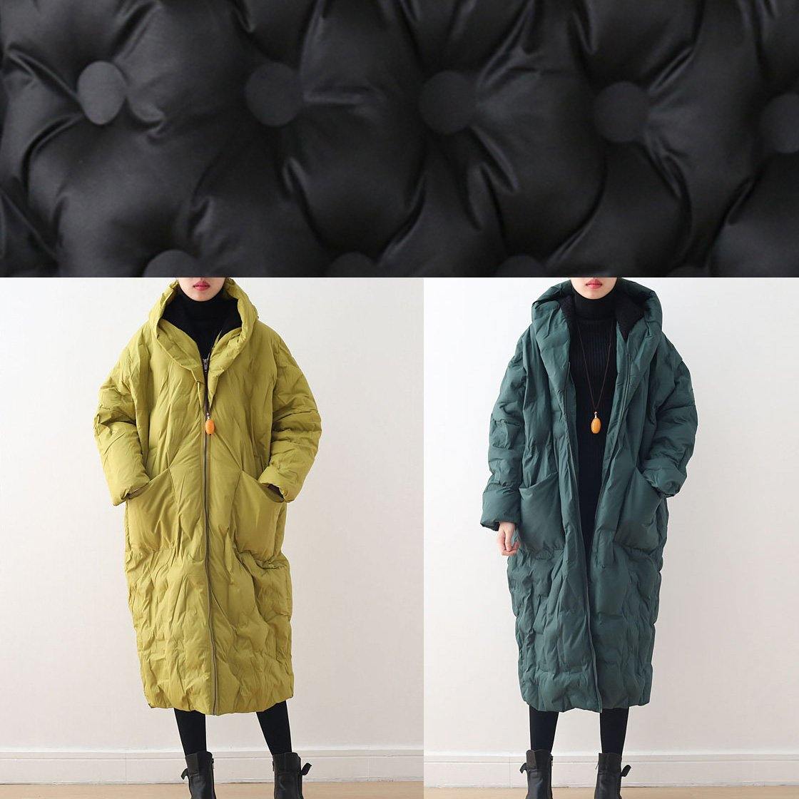 Warm Yellow Down Coat Original Design Literary Retro Overcoat