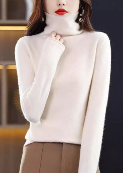 Yellow Turtle Neck Slim Fit Woolen Knit Pullover Spring