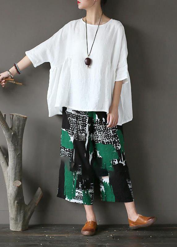 White U Neck Linen Top Summer