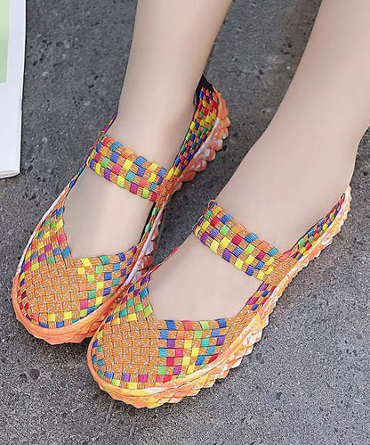 Black Knit Fabric Comfortable Splicing Flat Feet Shoes Soofairy Shoes-20251