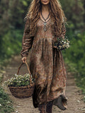 Vintage Floral Pattern Women's Flowy Maxi Dress artswardrobe