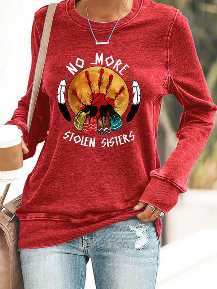 Comstylish Retro Native American Heritage Month Mmiw Awareness No More Stolen Sisters Print Sweatshirt