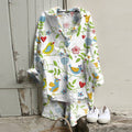 Casual Floral Spring Birds Embroidery Pattern Linen Short Front And Long Back Blouse artswardrobe