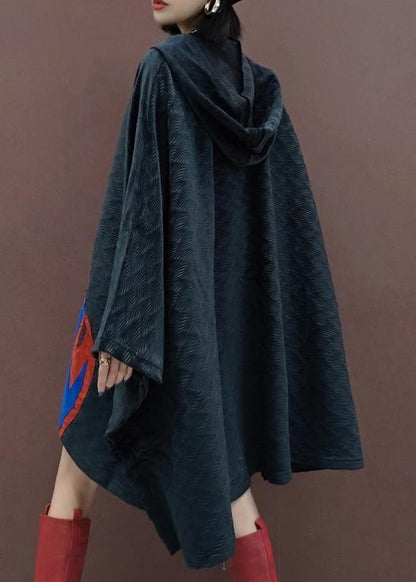 Handmade Black Trench Coat Outfits Hooded Chinese Button Spring Coat
