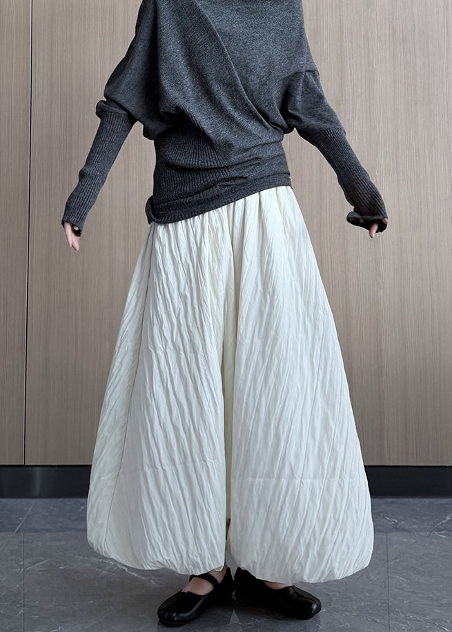 White Exra Large Hem Fine Cotton Filled a Line Skirt Winter