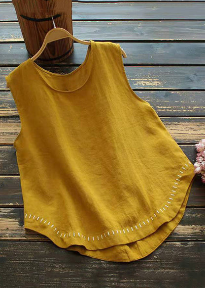 New White O Neck Cotton Tank Sleeveless