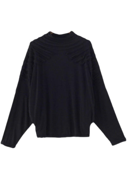 Boutique Black O-neck Fall Cotton Cozy Sweater