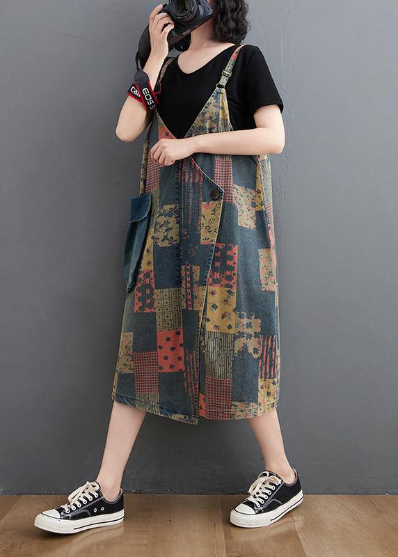 Italian Plaid Tunics Spaghetti Strap Loose Spring Dress