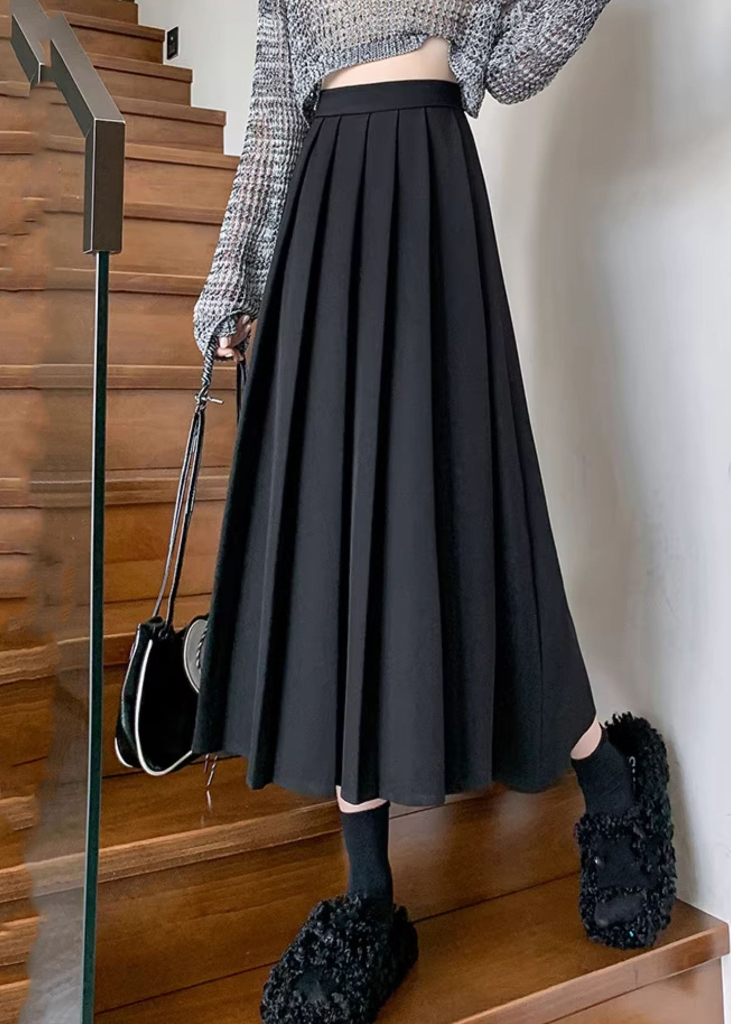 Black High Waist a Line Skirts