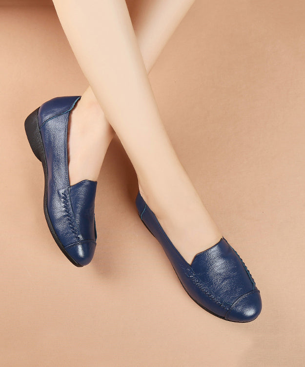 Red Soft Penny Loafers Faux Leather Splicing