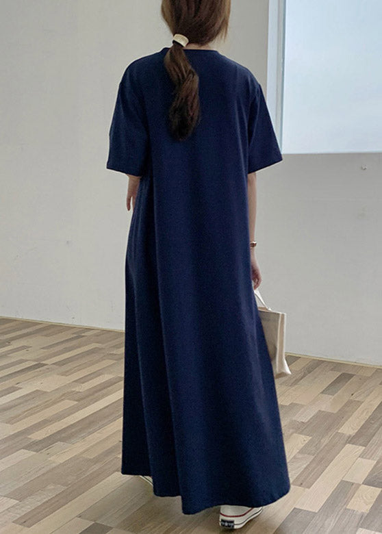 Classy Blue Cotton Long Dresses Summer