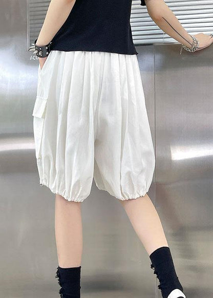 French White Pockets Hot Lantern Pants