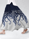 Comstylish Japanese Art Ocean Octopus Print Cotton Blend Skirt