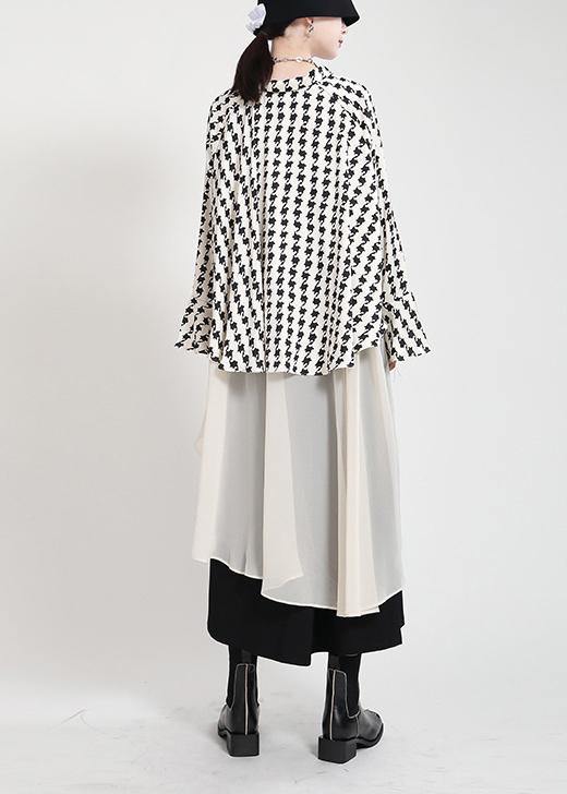 Unique White Print Patchwork Asymmetrical Design Trench Summer