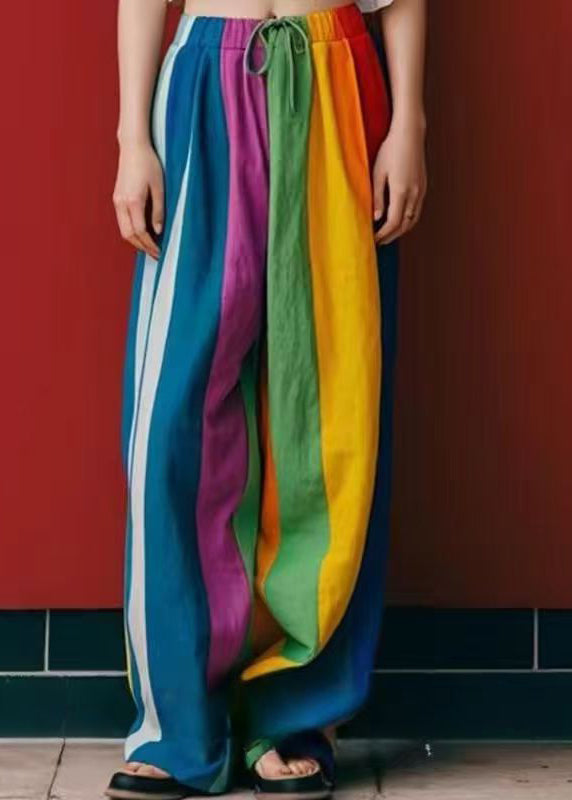 Diy Multicolour Oversized Linen Wide Leg Pants Spring