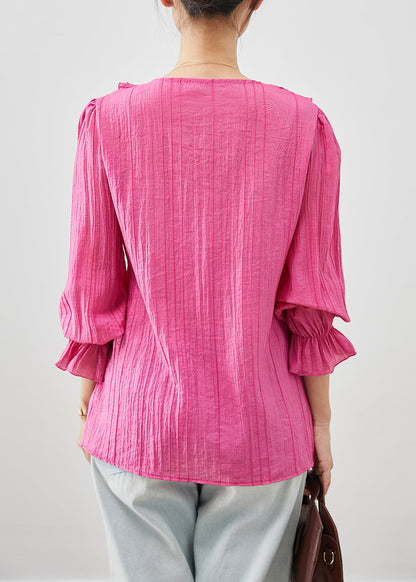 Rose Square Collar Ruffled Cotton Shirt Tops Fall