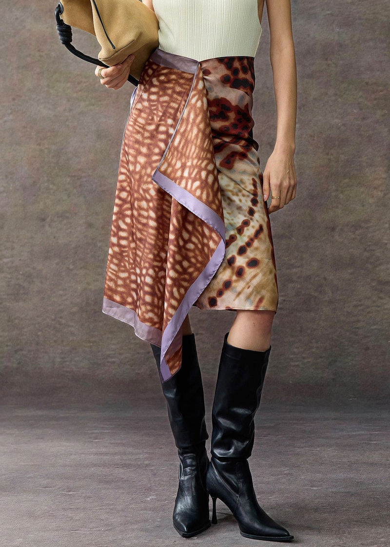 Leopard Asymmetrical Print Lace Up Cotton Skirts Summer