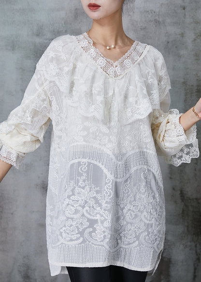 Apricot Embroidered Lace Dress Spring