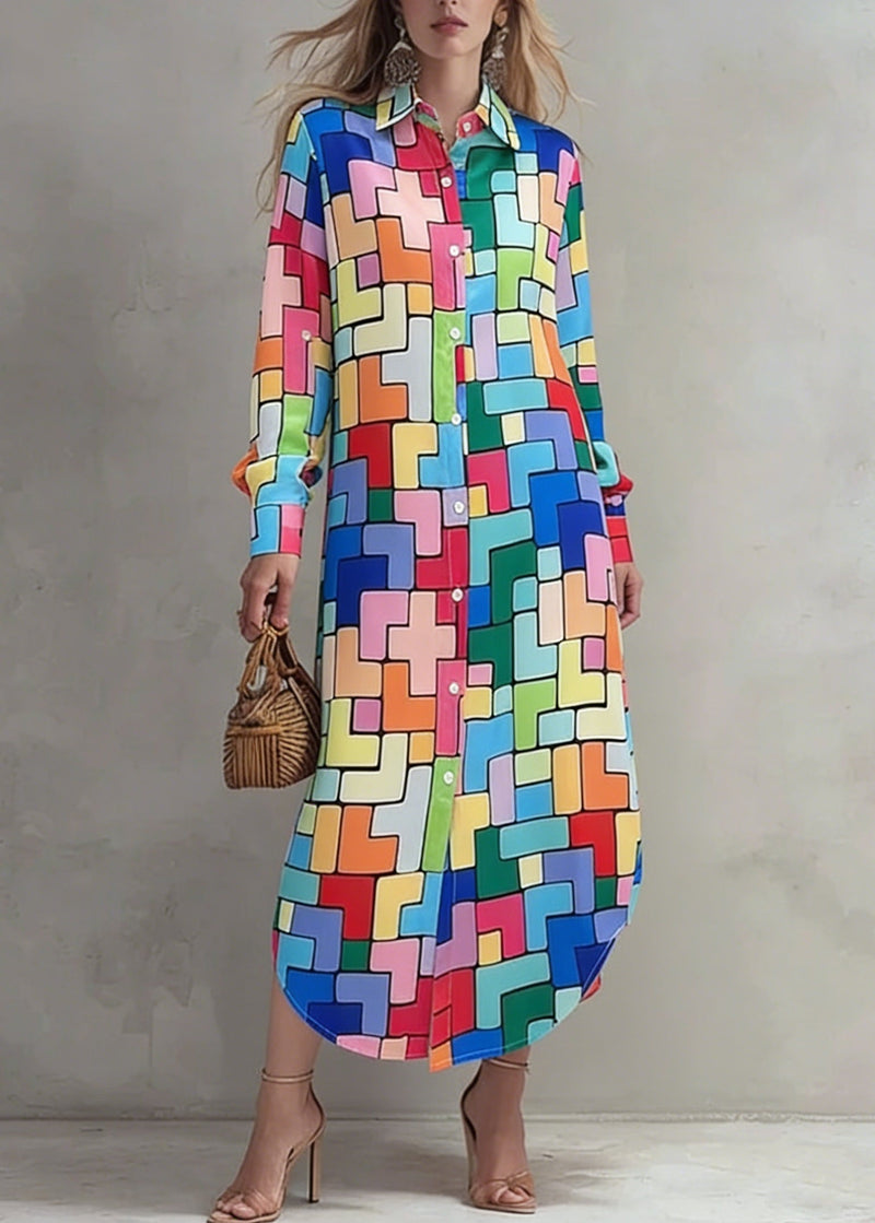 Peter Pan Collar Print Cotton Shirts Dress Spring