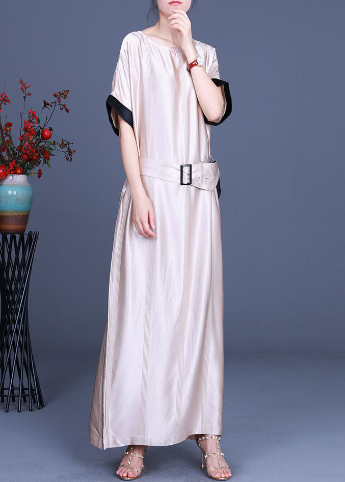 Art Apricot O-necktie Waist Fall Half Sleeve Party Dress