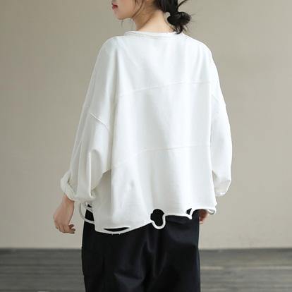 Classy White Cotton Blouses for O Neck Daily Spring Top
