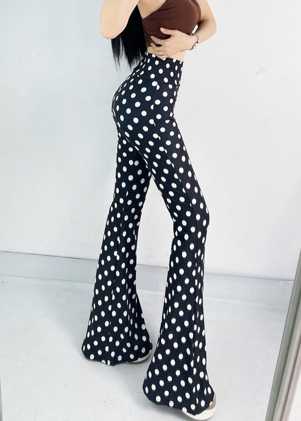 Black Dot Bell-bottom Trousers Tummy Control Fall