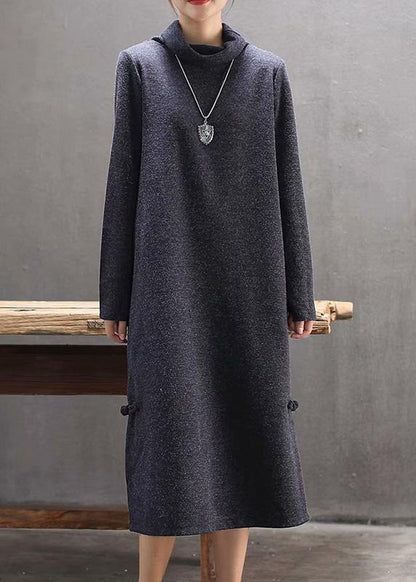 High Neck Side Open Sweater Weather Gray Big Sweater Dress