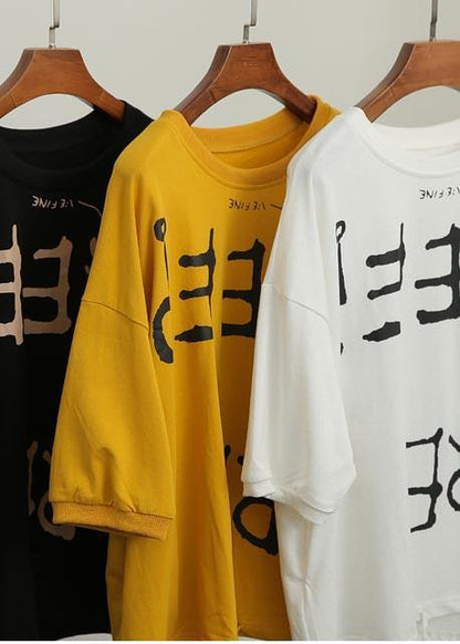 White O-neck Half Sleeve Cotton Summer Tops