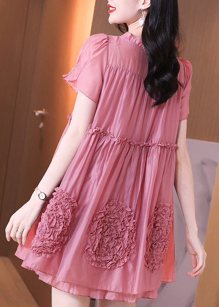Italian Purple Ruffled Patchwork Chiffon Dress Summer