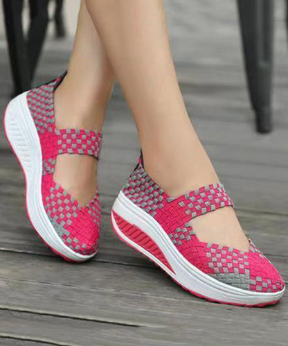Black Knit Fabric Art Splicing High Wedge Heels Shoes
