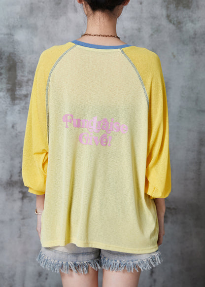 Modern Yellow Oversized Cotton Blouse Top Summer