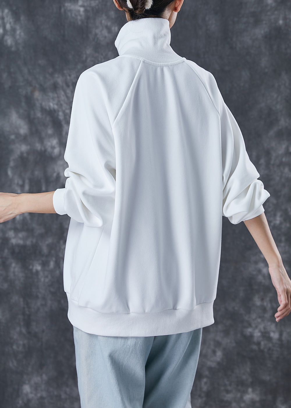 Italian White Asymmetrical Zippered Cotton Spring