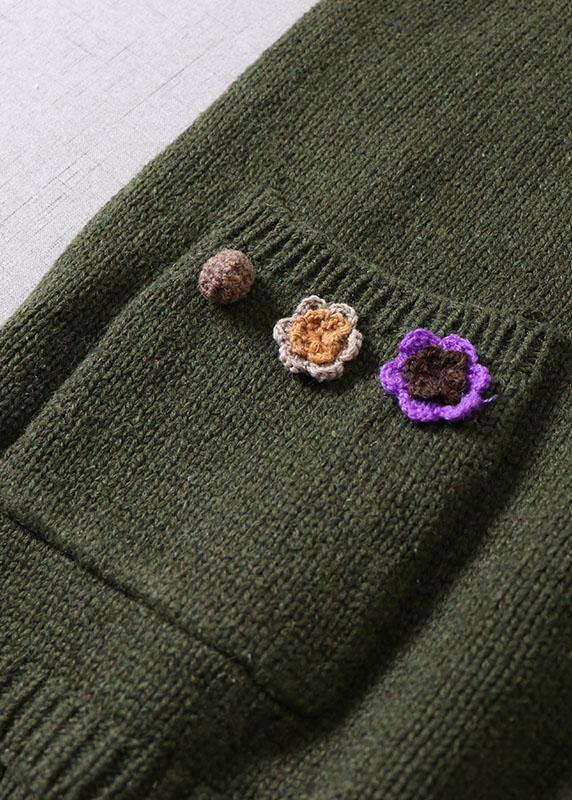 Modern Beige Pockets Button Fall Knit Vest